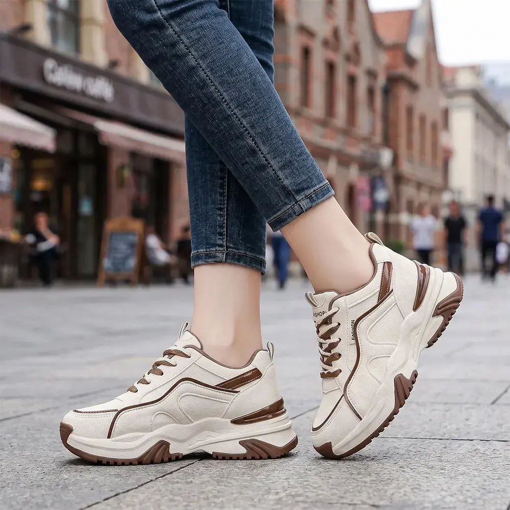 【35-40】Damskie buty casualowe z podwyższeniem i grubą podeszwą – oddychające, wygodne, sportowe