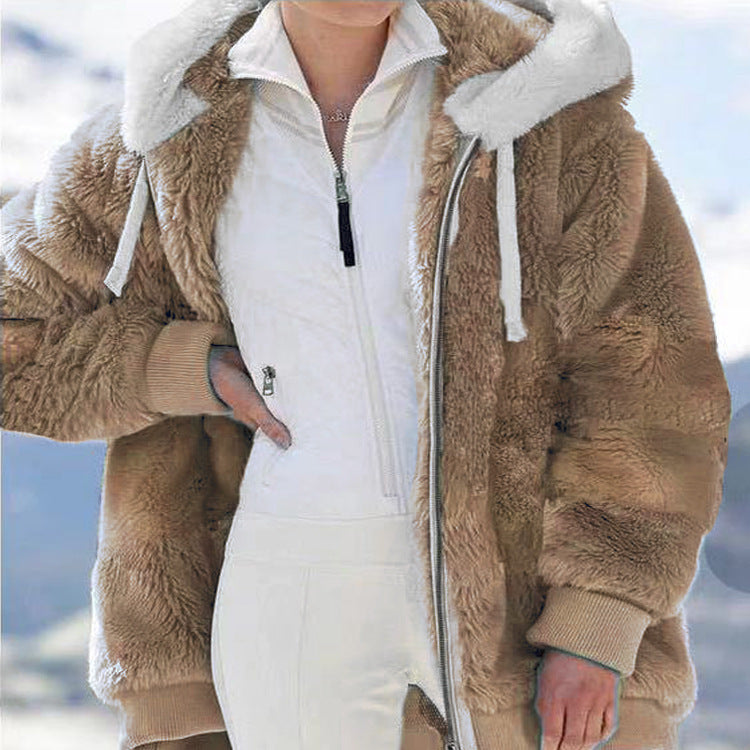 ☃️Ograničeni popust od 39%❄️【Kupite 1, dobijte 1 gratis】[S-5XL] Ženska jakna za 2025. s kontrastnim prugama od debelog pliša