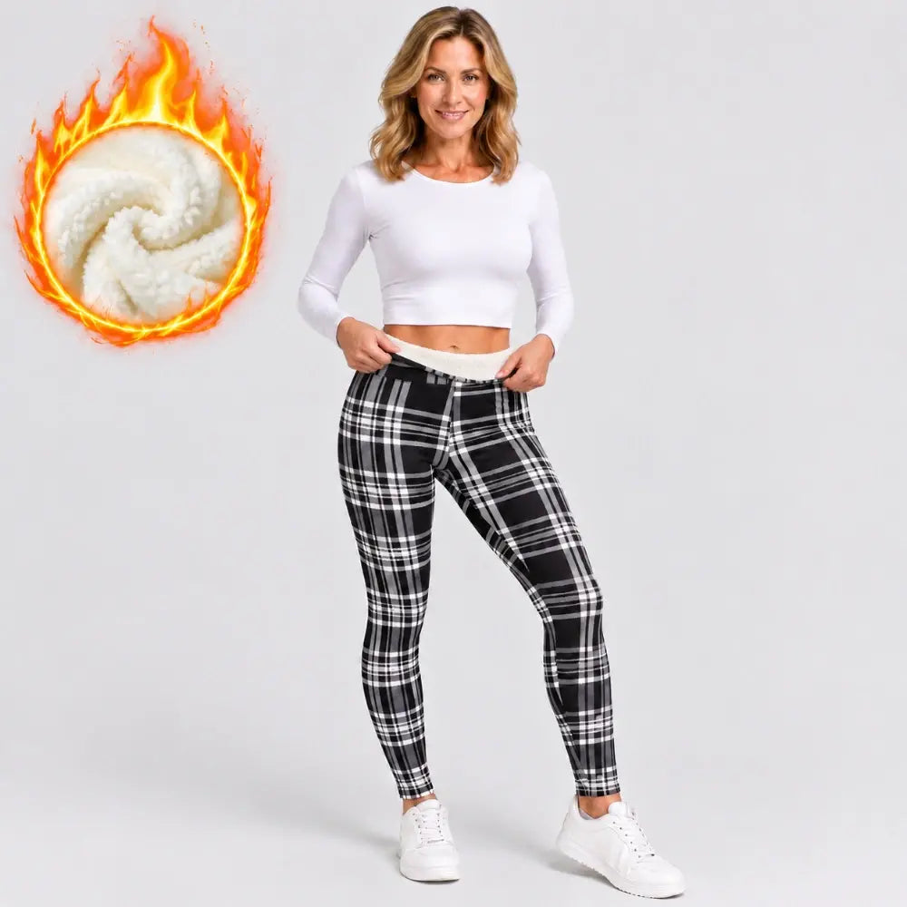 【S-2XL/4 kolory】Grube, drukowane spodnie do jogi z podszewką z polaru, legginsy na jesień/zimę