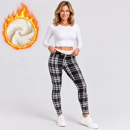 【S-2XL/4 kolory】Grube, drukowane spodnie do jogi z podszewką z polaru, legginsy na jesień/zimę