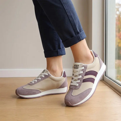 【36-42】Damskie buty sportowe w stylu retro – wielokolorowe, niskie, z okrągłym noskiem, na sznurówki, w dużych rozmiarach