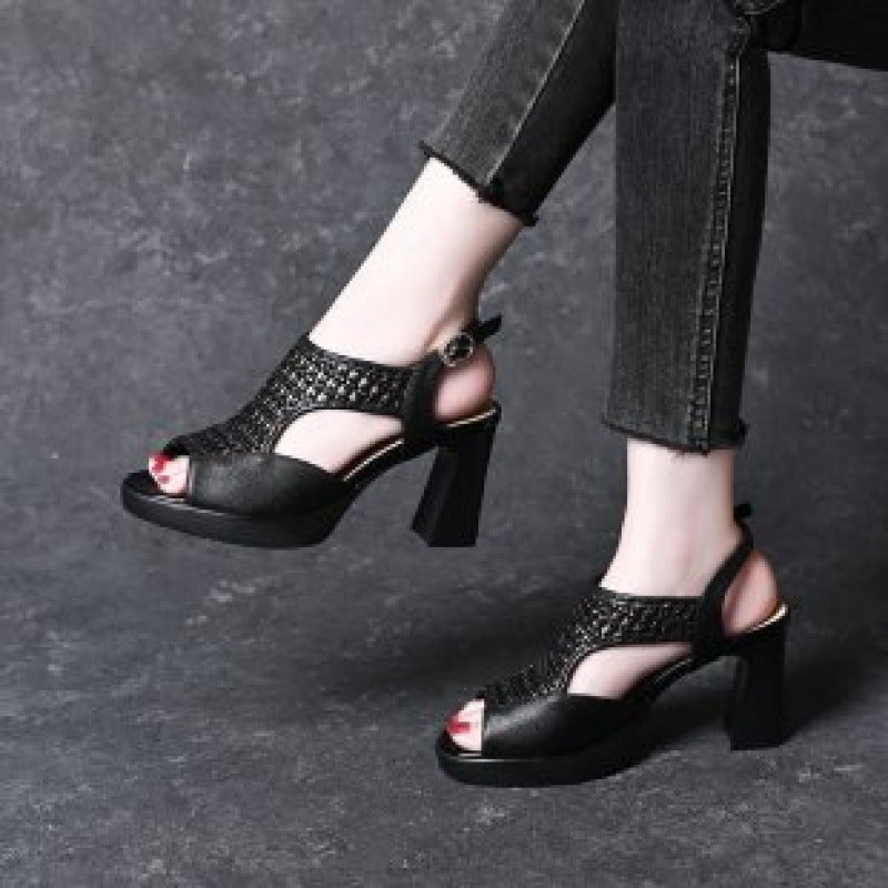 🔥30% ZNIŻKI🔥【Rozmiary 35-40】👡2026 Nowe letnie sandały, sandały na grubym obcasie z odkrytymi palcami (wysokość obcasa 5/7 cm)