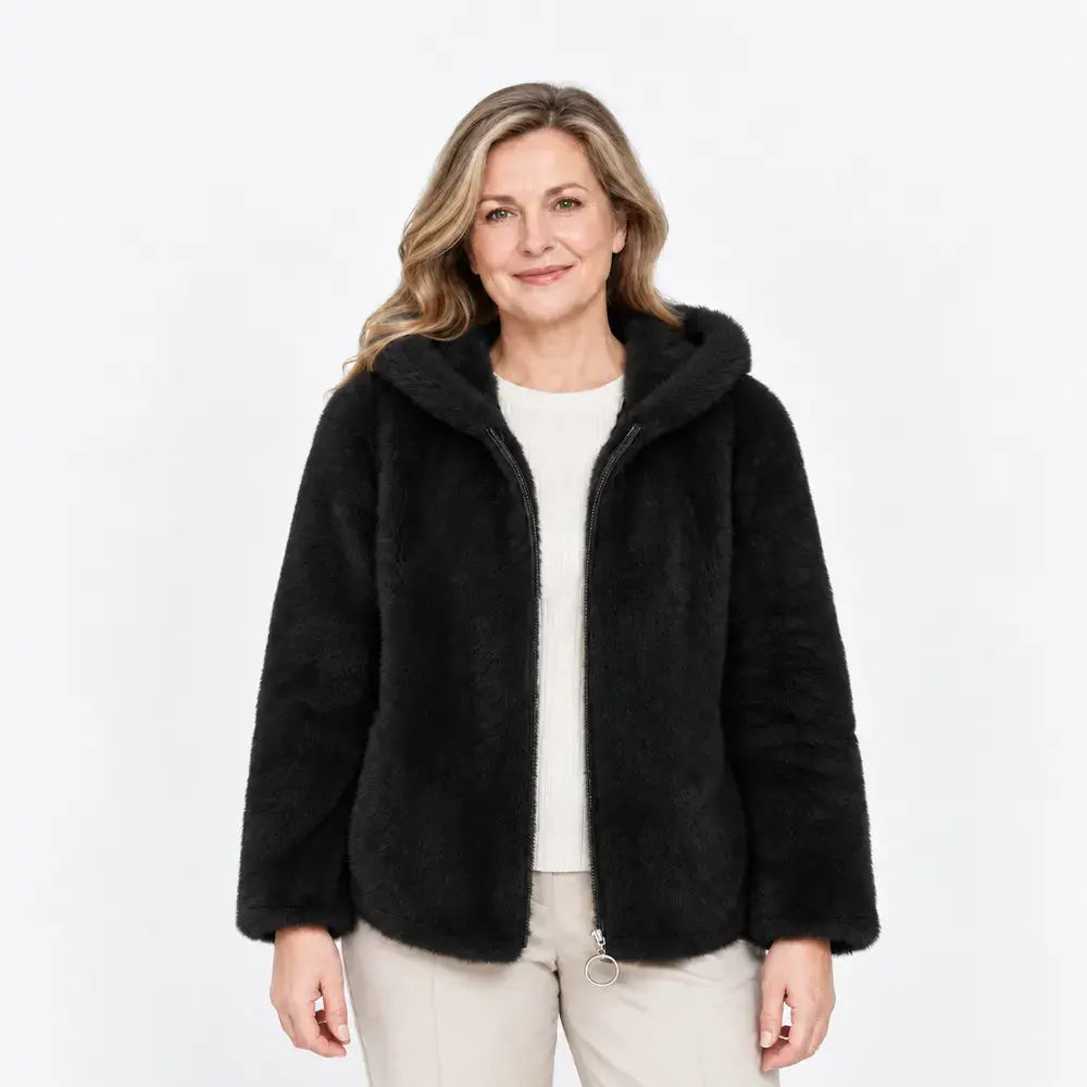 【M-7XL】Damowa kurtka polarowa na zimę – gruba, dwustronna, z kapturem, ocieplana, zapinana na zamek
