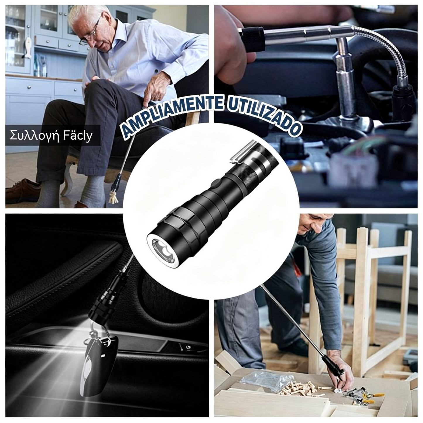 25 ευρώ ανά τεμάχιο🛠🚗Μαγνητική ράβδος επισκευής αυτοκινήτου με εύκαμπτη τηλεσκοπική ταινία και φως LED 💡