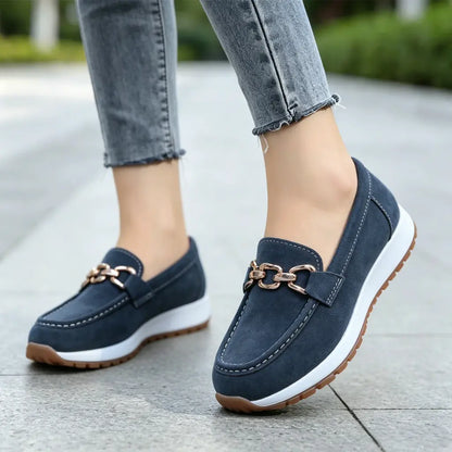 Damskie mokasyny wsuwane w stylu retro – wygodne, płaskie buty na co dzień – oddychające buty do chodzenia w stylu vintage