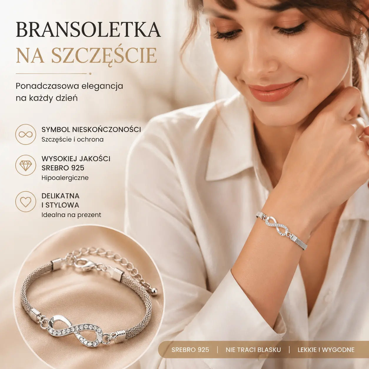【🎁Kup 1, a 1 dostaniesz gratis】✨Bransoletka na szczęście ze srebra próby 925 dla kobiet