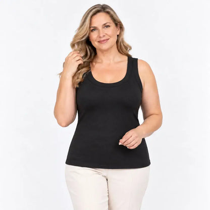 【M-4XL】Damski ocieplany top na ramiączkach w dużych rozmiarach – z wkładkami, ocieplany, bez potrzeby noszenia biustonosza, na jesień i zimę