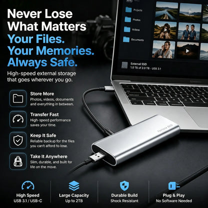 Posledný deň 50% zľavy - Prenosný externý SSD disk - Chráňte svoje fotografie, videá a dôležité súbory.