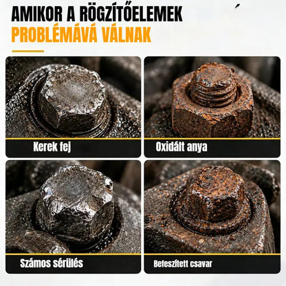 Professzionális megoldás a beragadt csavarokhoz! Sérült anya- és csavareltávolító készlet (14 részes)! Rendkívül tartós CrMo acél · Csúszásmentes profil · Hordtáskával!