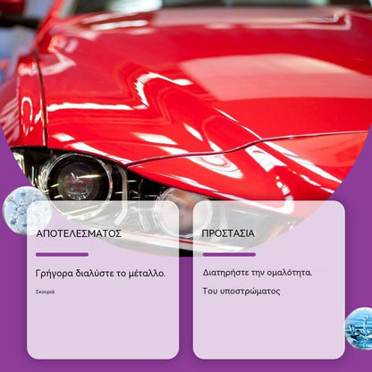 Αφαιρετικό και αναπαλαιωτικό σκουριάς αυτοκινήτων, καθαρίζει και αποτρέπει την οξείδωση των μεταλλικών ελαστικών, τα αφήνει λαμπερά με ένα μόνο ψεκασμό.