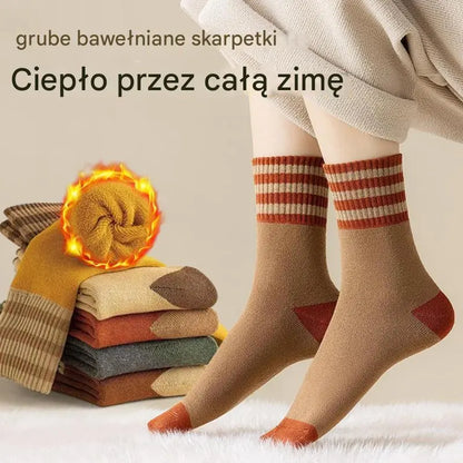 😍🧦【【10 par】】🎁Grube bawełniane skarpetki zimowe z polarem zapewniającym ciepło