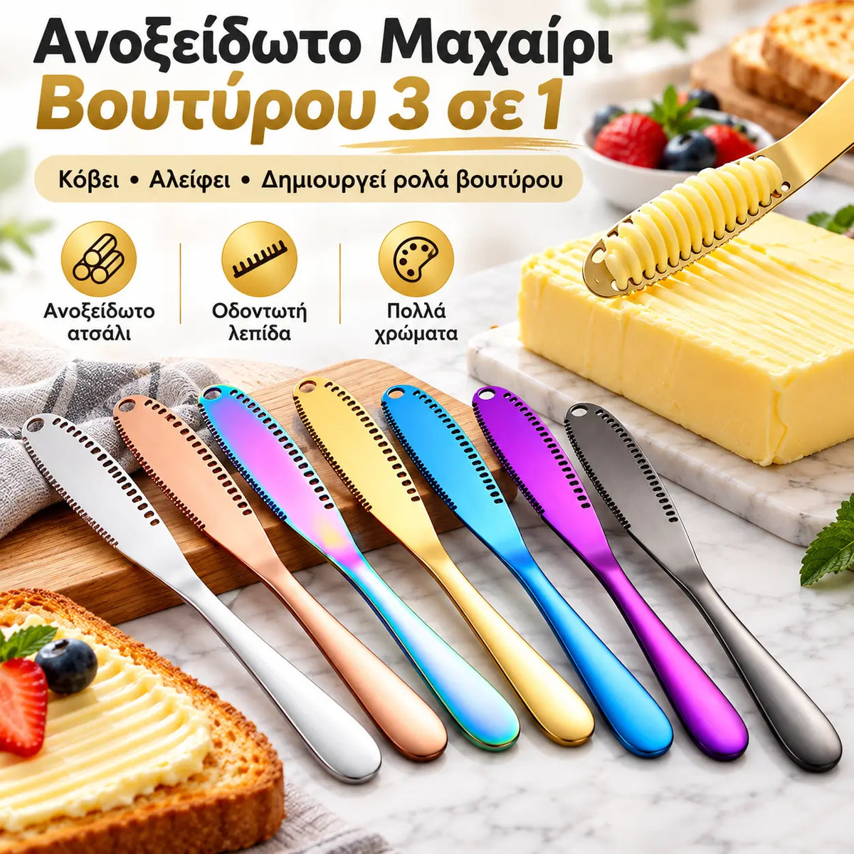 2 τεμάχιο 24 ευρώ🧈  Πολυλειτουργικό μαχαίρι βουτύρου από ανοξείδωτο ατσάλι