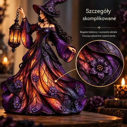 🧙‍♀️ Gotycka figurka wiedźmy na Halloween z latarnią LED 🧙‍♀️