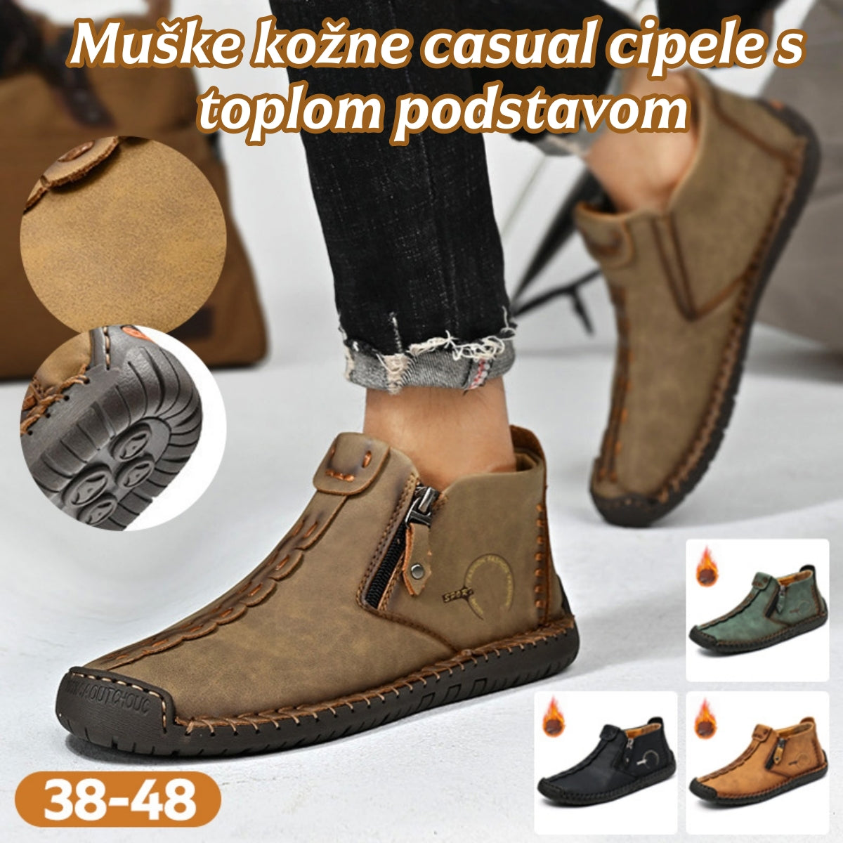 👞💥【38-48】Novost Zima 2025: Muške Martens čizme s podlogom od krzna i patentnim zatvaračem – Toplo, udobno i moderno za zimske dane!