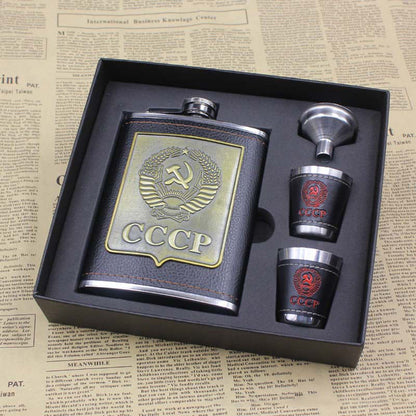 【Sada 4 kusov】200 ml pohárov na panáky z nehrdzavejúcej ocele s koženým viečkom