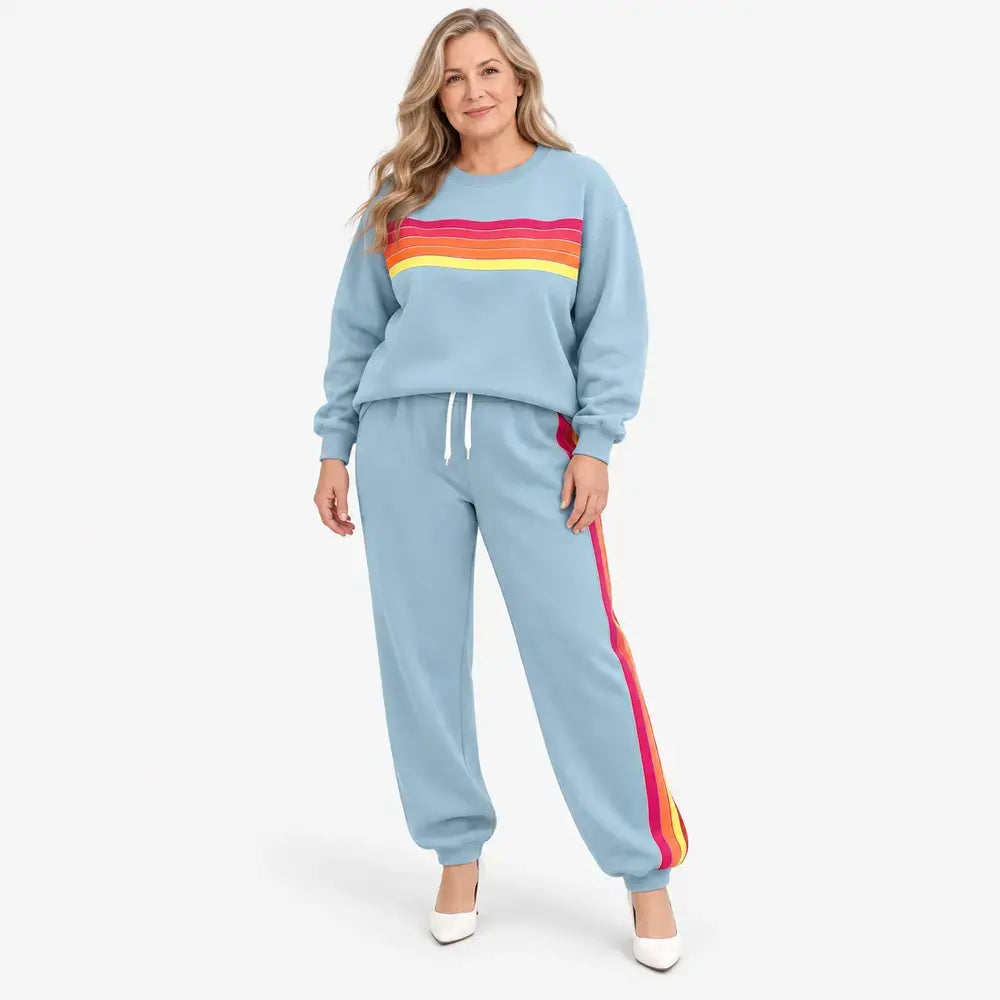 ✨【S-6XL】Νέο μοντέρνο γυναικείο σετ casual φούτερ【Φούτερ με στρογγυλή λαιμόκοψη + παντελόνι】👖