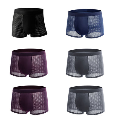 🔥50% de descuento【Compre 3, obtenga 3 gratis】Calzoncillos bóxer de seda helada de malla para hombre 2025 Primavera Verano