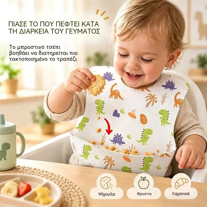 🛡️【30 τεμάχια】👶 Σαλιάρα μωρού μιας χρήσης με τρισδιάστατη θήκη που δεν στεγανοποιεί – Λεπτή, αδιάβροχη και πρακτική για καθημερινή χρήση 🍽️