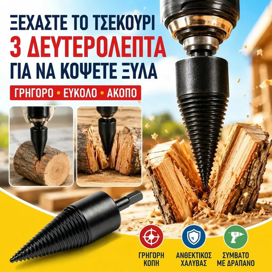 🔥1 σετ για 28 ευρώ.【Τρυπάνι σχισίματος κορμών 32 χιλ. + 3 τύποι στελέχους】⚙️ Ηλεκτρικό τρυπάνι σχισίματος κορμών από ενισχυμένο χάλυβα, ισχυρό και αβίαστο