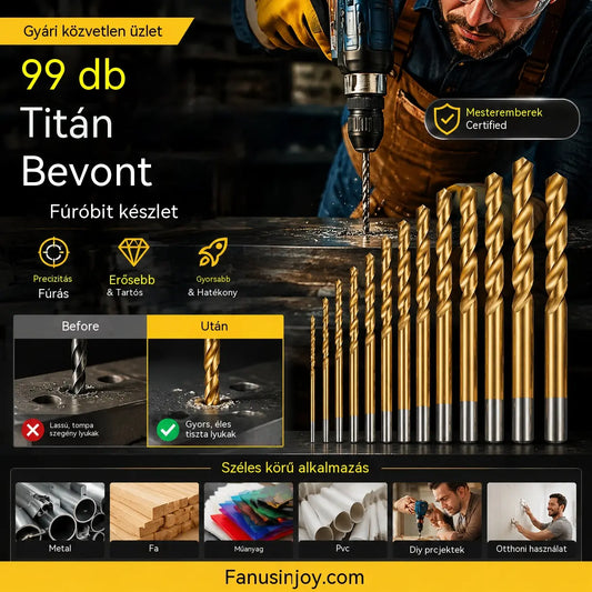 🏭⚒️ Titánbevonatú fúrófej, tartós fúrás fában, fémben, műanyagban, professzionális barkácsoláshoz ✨