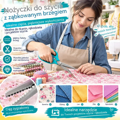1 sztuka 89zł  ✂️ Profesjonalne nożyczki ząbkowane - Ostre, ząbkowane nożyczki do tkanin