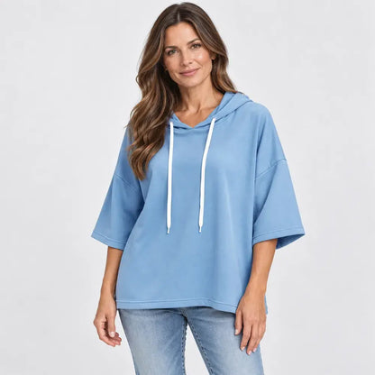 ✨【S-5XL】2026 Nowa jesienno-zimowa damska bluza z kapturem i rękawami 3/4 w jednolitym kolorze, swobodna