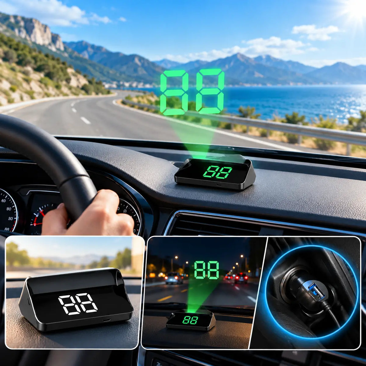 【Svájci katonai GPS navigáció "Büntetés elkerülése"】Új GPS sebességmérő és fordulatszámmérő HUD kijelzővel