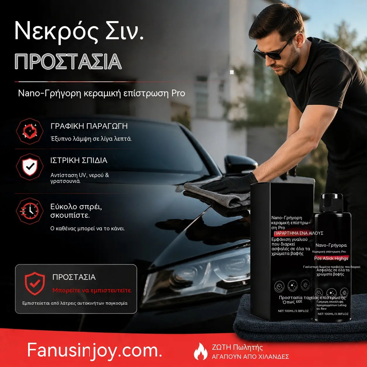 🚗 🏆 Σπρέι περιποίησης αυτοκινήτου υψηλής στιλπνότητας γρήγορης δράσης – Άμεση λάμψη και προστασία – Υδρόφοβο, χωρίς ραβδώσεις – ιδανικό για βαφή, γυαλί ή πλαστικό ✨🧼💦