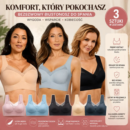 😍【3 sztuk】Biustonosz do spania z koronkowymi plecami bez szwu 🔥【40-110 kg】