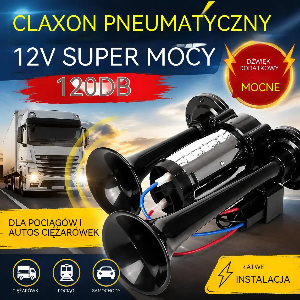 🚗🚂📣Klakson pneumatyczny do pociągów, ciężarówek i samochodów