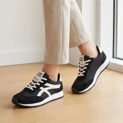 【36-42】Damskie buty sportowe w stylu retro – wielokolorowe, niskie, z okrągłym noskiem, na sznurówki, w dużych rozmiarach