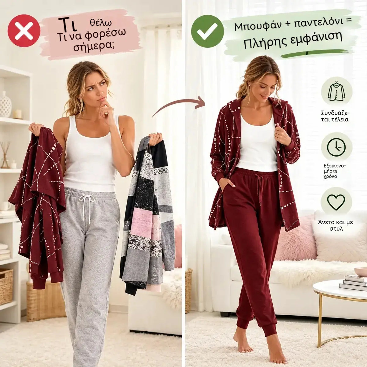 Χειμερινό σετ (μπλούζα + παντελόνι): 33 € ανά σετ.【S-3XL】💃 💖 Νέο σετ ρούχων χαλάρωσης — Απλό αλλά κομψό.