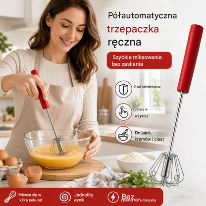 🥳2 sztuka 89zł  🥚💪 50% taniej! Półautomatyczna trzepaczka do jajek: wystarczy nacisnąć i zakręcić – nie wymaga prądu. Ubija jajka i śmietanę w kilka sekund! ✨🧁