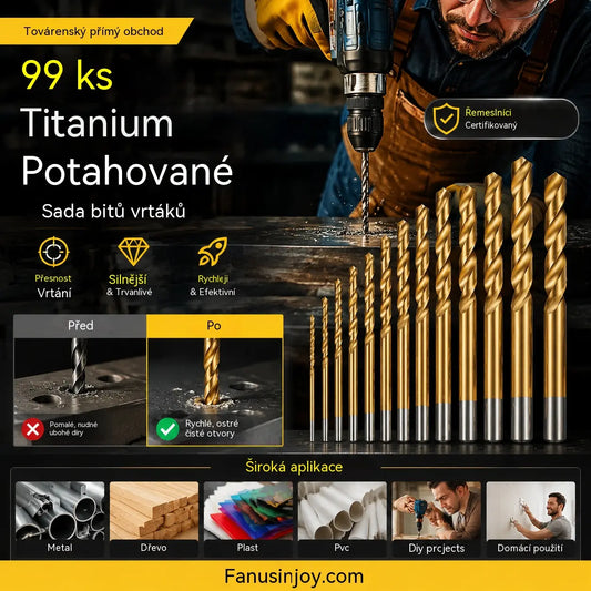 🏭⚒️ Vrták s titanovým povlakem, odolné vrtání do dřeva, kovu, plastu, profesionální kutilství ✨
