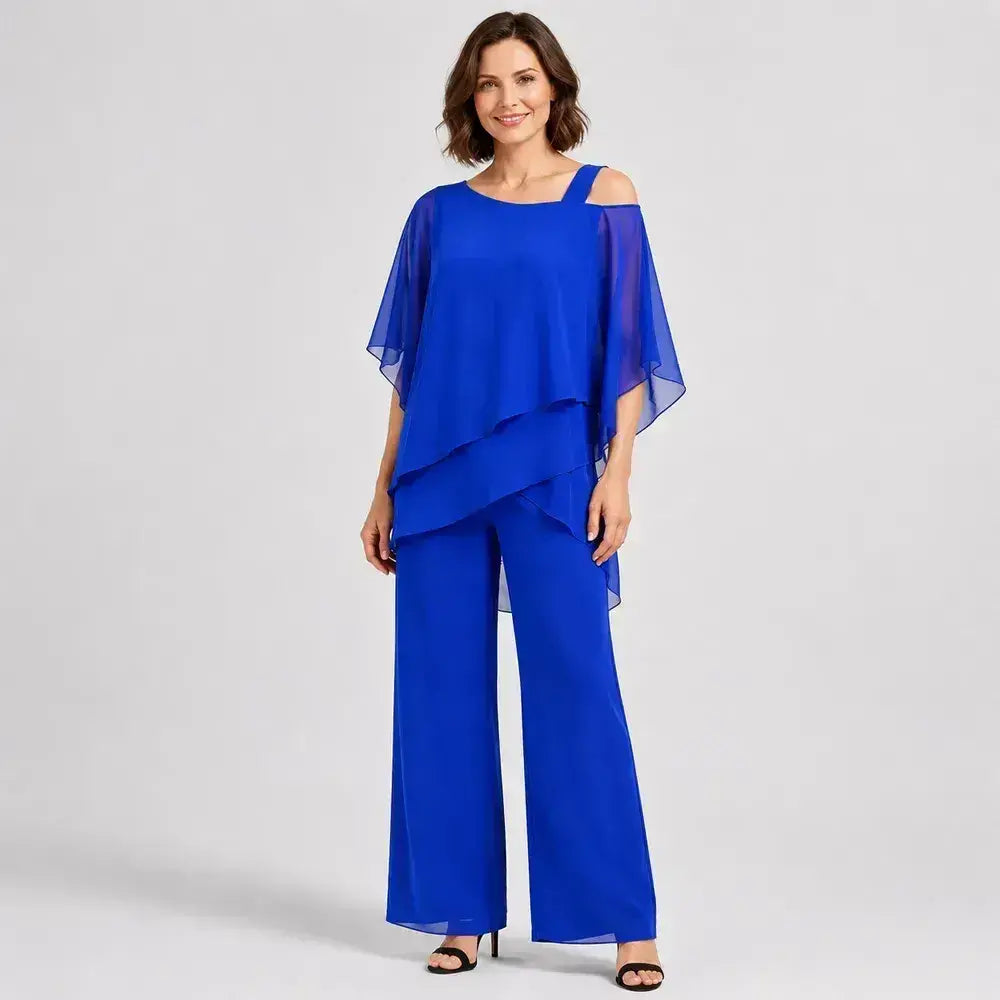⏳1 σετ για 36 ευρώ⏰【50-120KG】👚👖Γυναικείο σετ δύο τεμαχίων, σετ φιλικό προς το δέρμα με έξω τους ώμους✅【Μπλούζα + Παντελόνι】