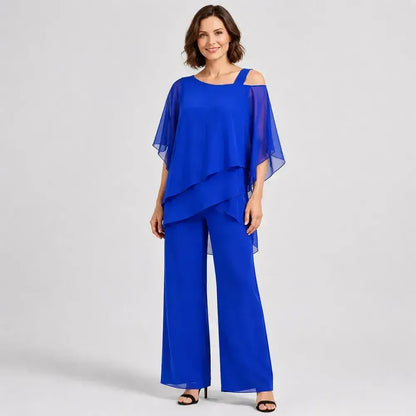 ⏳1 σετ για 36 ευρώ⏰【50-120KG】👚👖Γυναικείο σετ δύο τεμαχίων, σετ φιλικό προς το δέρμα με έξω τους ώμους✅【Μπλούζα + Παντελόνι】