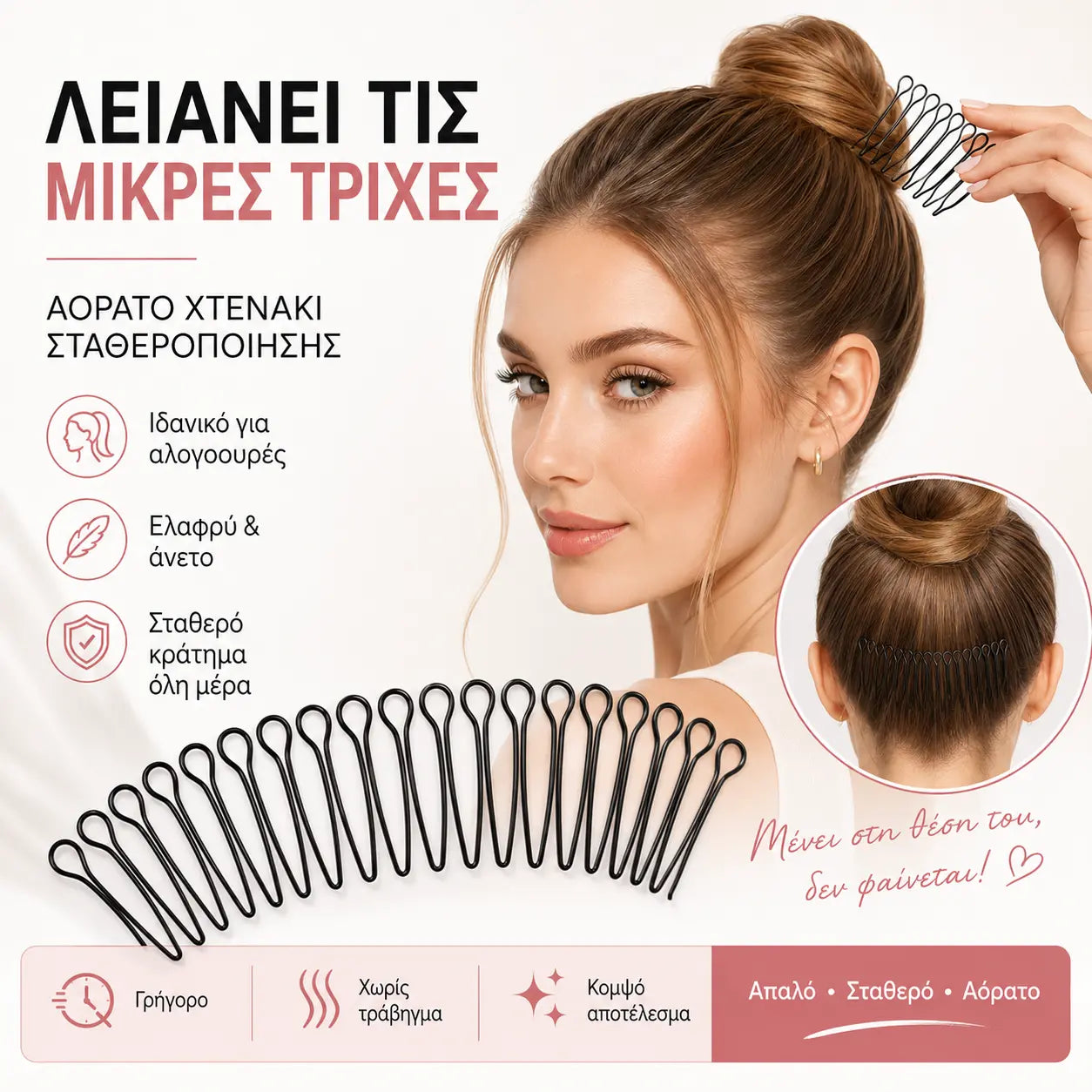 3 τεμάχιο 24 ευρώ 🎀 Ευέλικτη αόρατη χτένα μαλλιών με λαβή που πετάει