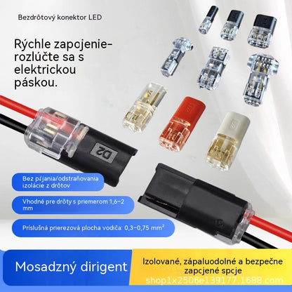 【50 položiek za 18 eur】Konektor kábla bez odizolovania, s uzamykateľnou prackou, bezpečným uzáverom a protišmykovou úpravou