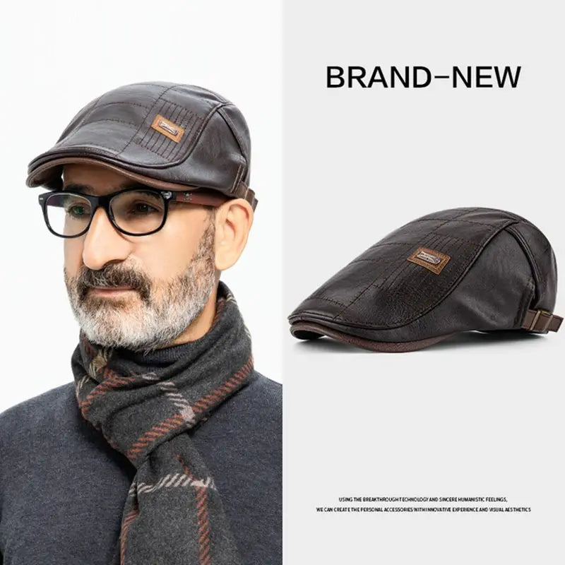 🧢🔥Męski beret skórzany w stylu vintage