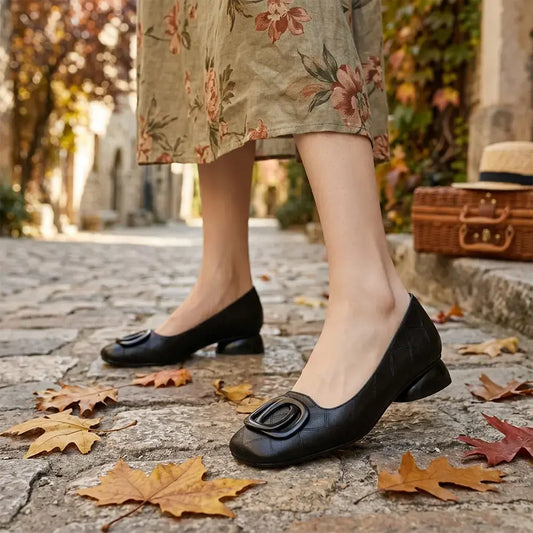 👡Γυναικεία γαλλικά ρετρό φλατ παπούτσια Mary Jane - με στρογγυλή μύτη και χαμηλό άνοιγμα - ρετρό στυλ, άνετα και καθημερινά