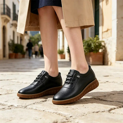 👞Damskie, wsuwane, płaskie buty z miękką podeszwą – lekkie i przewiewne, wykonane z prawdziwej skóry – wygodne, codzienne buty dla seniorów