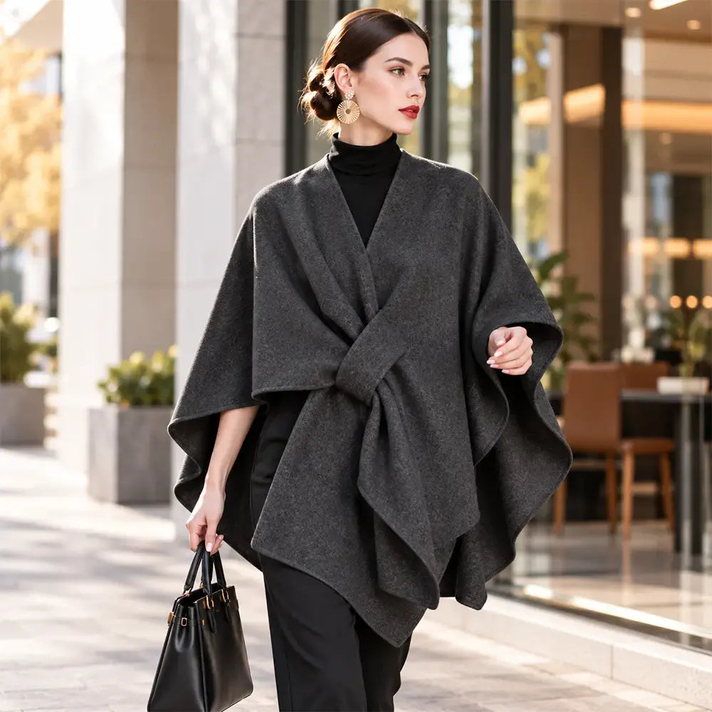 🧥 Πολυλειτουργικό υφαντό σάλι σε στιλ κάπας για το φθινόπωρο και τον χειμώνα! Κομψός σχεδιασμός σε στρώσεις, ευέλικτο στυλ, ζεστό και άνετο!