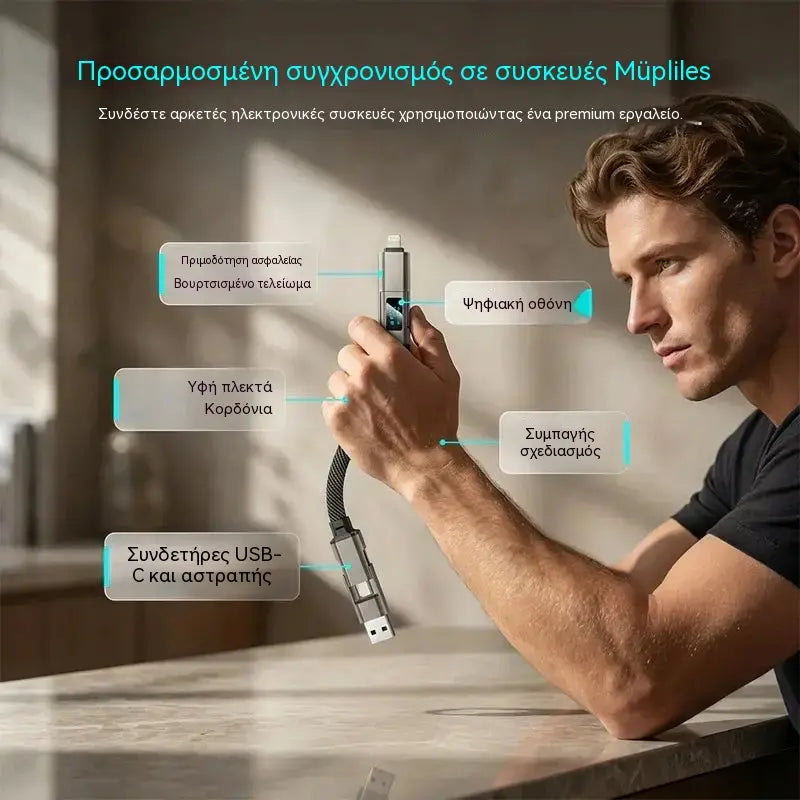 🔥🔥Αγοράστε 1, πάρτε 1 δωρεάν🔥🔋 Καλώδιο φόρτισης 4 σε 1 με μπρελόκ και ψηφιακή οθόνη📱