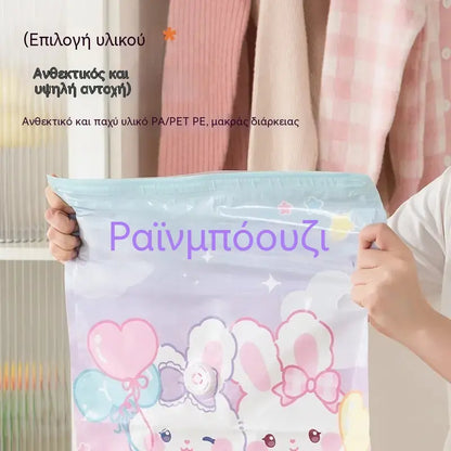 🧳【Σετ 5 τεμαχίων】💨 Μεγάλη, συμπιέσιμη τσάντα αποθήκευσης κενού αέρος: δεν απαιτείται αντλία, στεγανή και ιδανική για εξοικονόμηση χώρου στις βαλίτσες και στο σπίτι ✈️