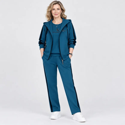 【M-4XL】Γυναικείο Σετ 3 Τεμαχίων 2026 – Φθινοπωρινό/Χειμερινό Σύνολο με Κουκούλα, Άνετη Γραμμή, Αθλητικό Στυλ, Μεγάλα Μεγέθη, Σχεδιασμένο για Μαμάδες
