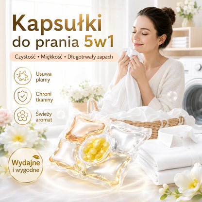 🔵👚【30 ks.✨】😍 5 v 1 gelové perličky na praní s vůní frézie, dlouhotrvající vůně, čisté a jemné, silné odstraňování skvrn