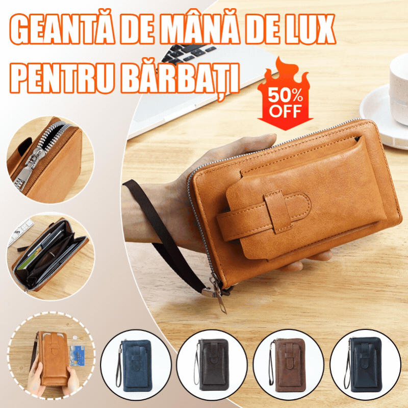 💼【Lucrat manual】Portofel bărbătesc multifuncțional din piele naturală, lucrat manual – Stil nou & elegant