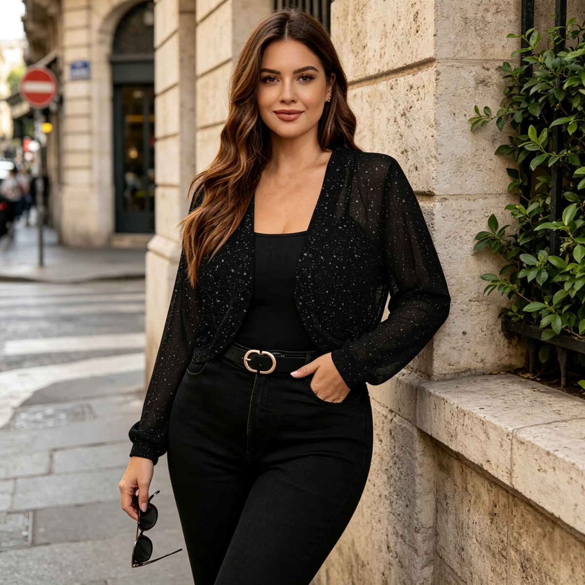 【ένα για 27 ευρώ】👗🌸Γυναικείο λαμπερό mesh ζακέτα με θερμοτυπία