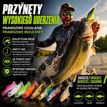 🎣🐟【Gadżet wędkarski】Zestaw 8 miękkich przynęt w kształcie litery T