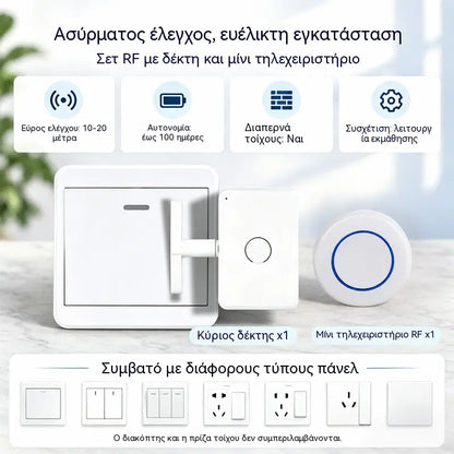 Ένα σετ αξίας 25 €📱💡Έξυπνος ασύρματος διακόπτης για την ενεργοποίηση και απενεργοποίηση των φώτων από απόσταση, χωρίς να απαιτείται καλωδίωση.